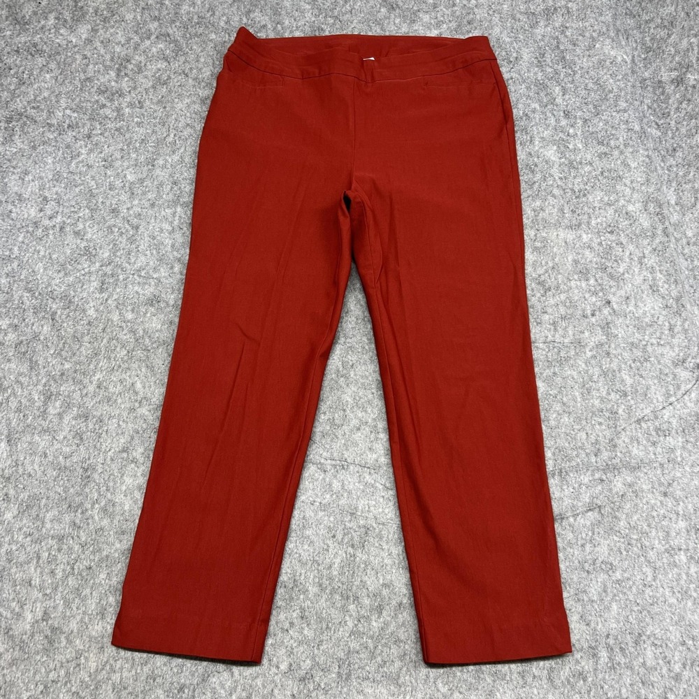 Chicos Pants Womens 3R US 16 Red Pull On Straight Leg Stretch Career Work